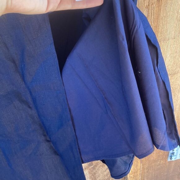 Pure Collection Linen Navy Midi Skirt- Front Slit - Picture 8 of 9